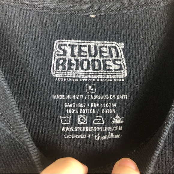 STEVEN RHODES Black Graphic Tee Death Metal Sing Along Spencers Unisex Size L - Picture 4 of 9